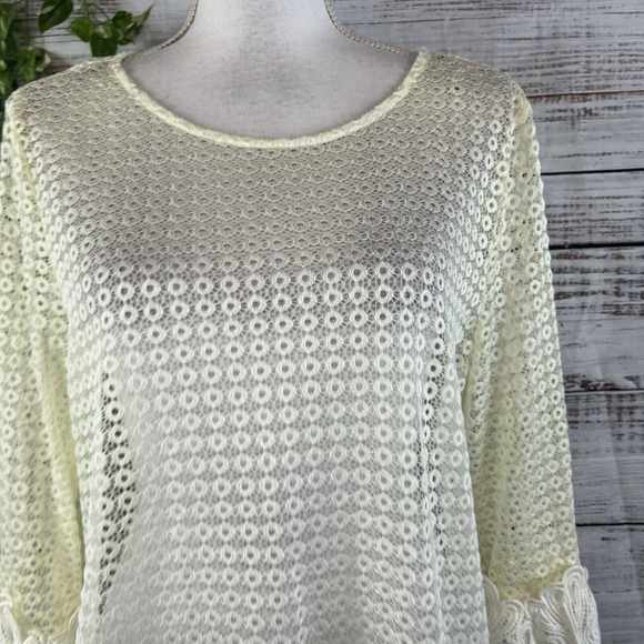 Alfani Tunic Top Beach Swim Cover Up size Medium Ivory Cream Lace Boho Peasant - Picture 5 of 14